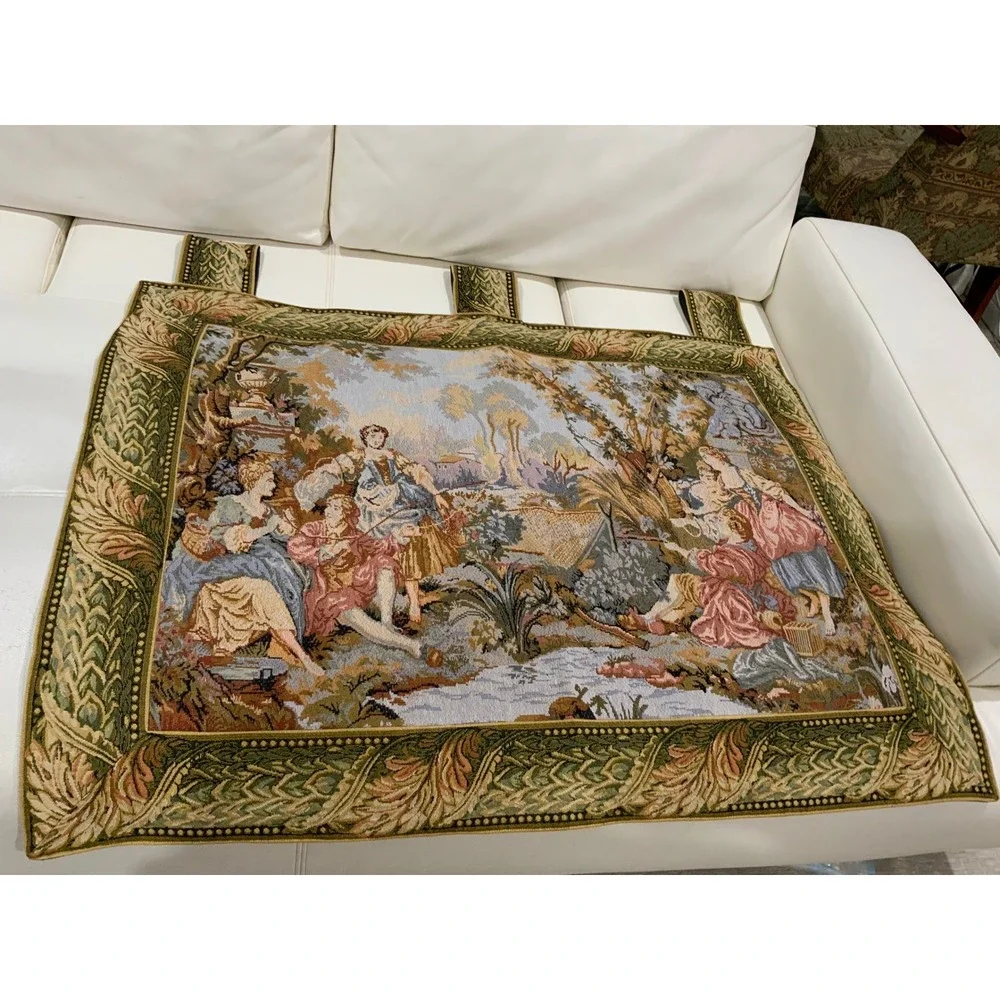 Sea Gull Fine Tapestry Wall Hanging Pastoral Scene Woven Fabric Art 41x35